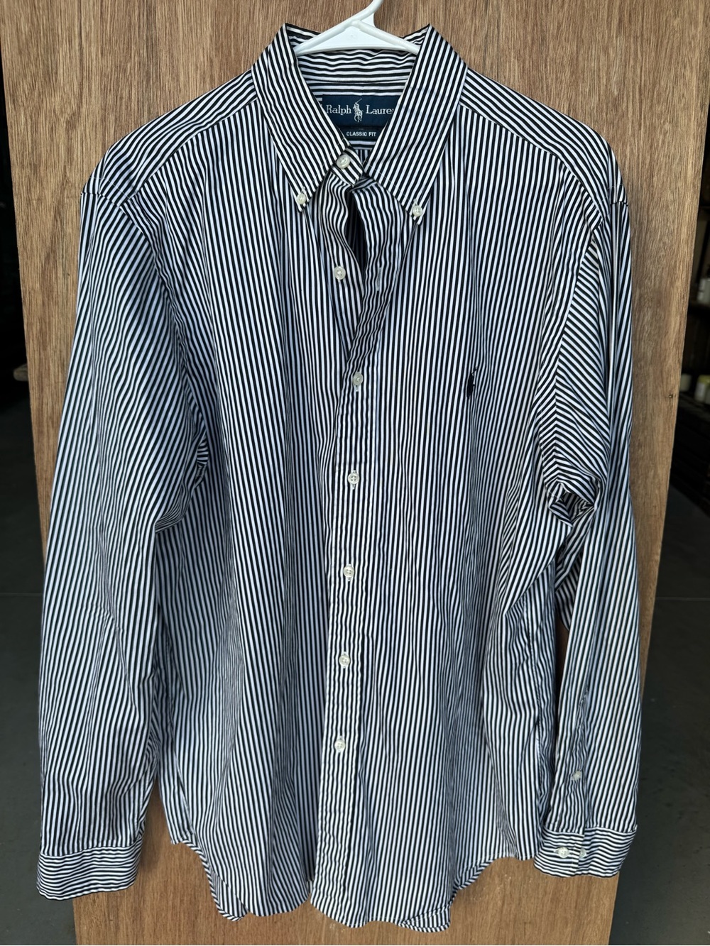 Ralph Lauren Men’s Classic Black & White Stripe Button-Down Shirt | 16 L
